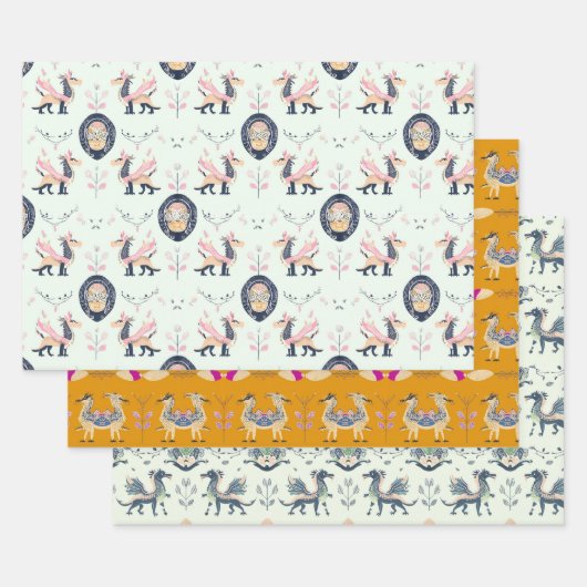 Dragon Medieval Wrapping Paper Flat Sheet Set van  (Set)