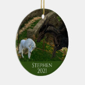 Dragon Meets Unicorn Fantasy Keramisch Ornament (Rechts)