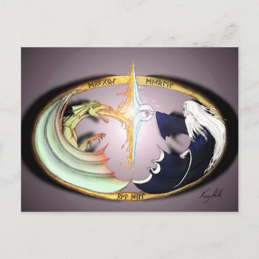 Dragon & Merlin Briefkaart (Voorkant)