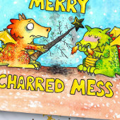 Dragon Merry briefkaart met Kerstmis van Nicole Ja