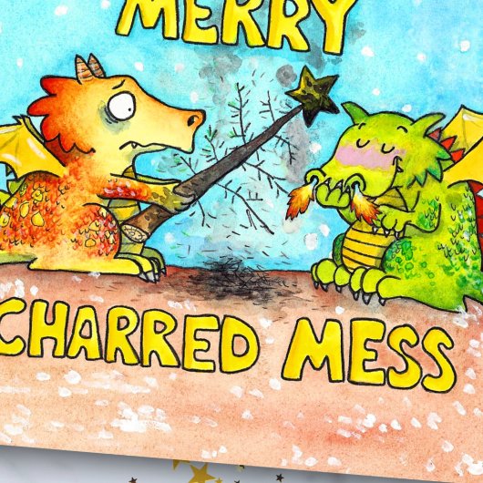 Dragon Merry briefkaart met Kerstmis van Nicole Ja