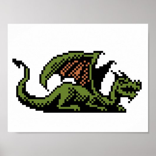 Dragon met 8 bits Pixel Art Poster (Voorkant)