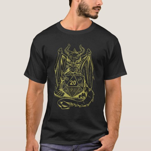 Dragon met een Rpg Dice Boardgame Mannen T-shirt (Voorkant)