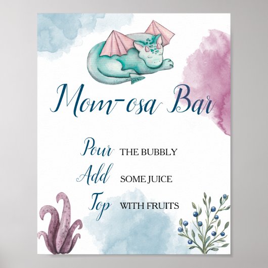 Dragon Mom-osa Bar Mimosa Bar Display Sign Poster (Voorkant)