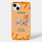 Dragon Monogram Chinees Zodiac Sinaasappel Trendy Case-Mate iPhone Case (Achterkant)