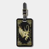 Dragon Monogram Gold Lijst Traditioneel Hoesje boe Bagagelabel (Voorkant verticaal)