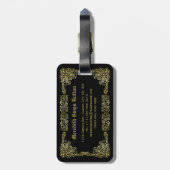 Dragon Monogram Gold Lijst Traditioneel Hoesje boe Bagagelabel (Achterkant verticaal)