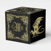 Dragon Monogram Gold Lijst Traditioneel Hoesje boe Bedankdoosjes (Voorkant Zijde)