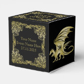 Dragon Monogram Gold Lijst Traditioneel Hoesje boe Bedankdoosjes (Achterkant)