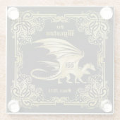 Dragon Monogram Gold Lijst Traditioneel Hoesje boe Glazen Onderzetter (Achterkant)