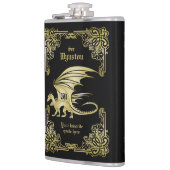 Dragon Monogram Gold Lijst Traditioneel Hoesje boe Heupfles (Links)