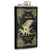 Dragon Monogram Gold Lijst Traditioneel Hoesje boe Heupfles (Rechts)