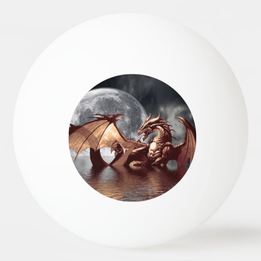 Dragon & Moon fantasie-illustratie Pingpongbal (Voorkant)