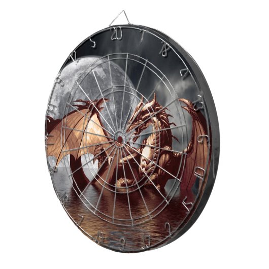 Dragon & Moon Fantasy Art Dart Board Dartbord (Voorkant Rechts)