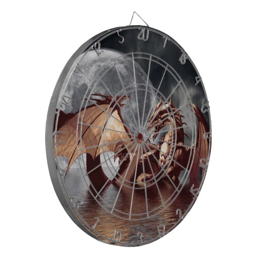 Dragon & Moon Fantasy Art Dart Board Dartbord (Voorkant Links)