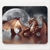 Dragon & Moon Fantasy Art Mousepad Muismat (Voorkant)