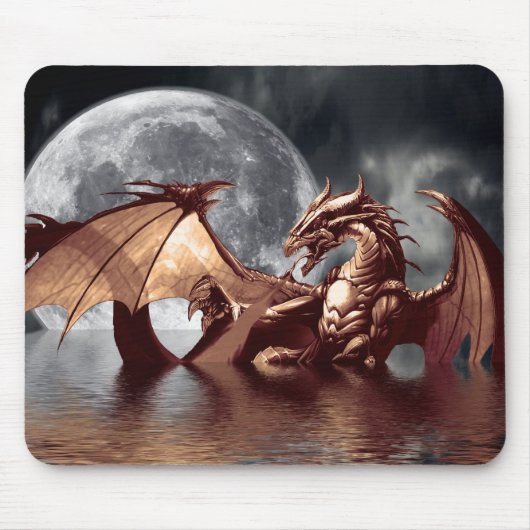 Dragon & Moon Fantasy Art Mousepad Muismat (Voorkant)