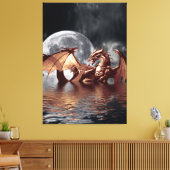 Dragon & Moon Fantasy Art Print (Insitu (Woonkamer))