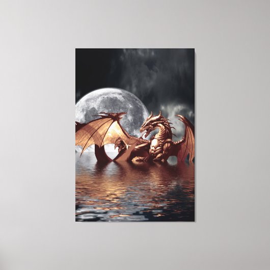 Dragon & Moon Fantasy Art Print (Voorkant)