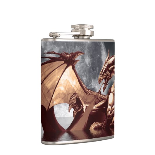 Dragon & Moon Fantasy Design Heupfles (Rechts)