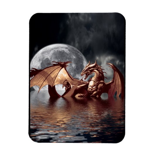Dragon & Moon Fantasy kunstmagneet Magneet (Verticaal)