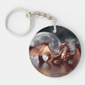 Dragon & Moon Fantasy kunstwerk Sleutelhanger (Voorkant)