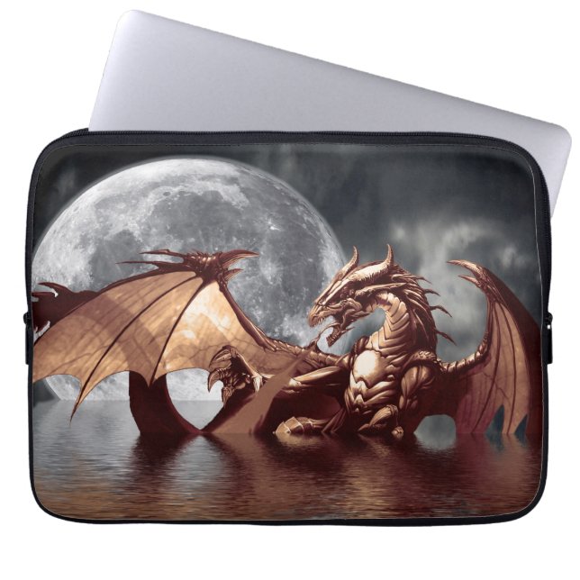 Dragon & Moon Fantasy Mythical-laptophoes Laptop Sleeve (Voorkant)