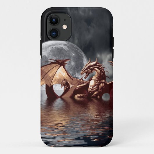 Dragon & Moon Fantasy Mythische iPhone Case (Achterkant)