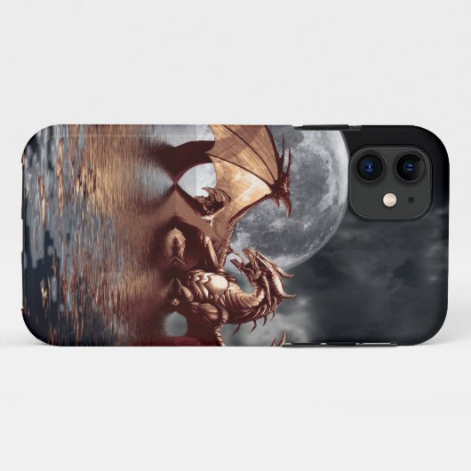 Dragon & Moon Fantasy Mythische iPhone Case (Achterkant (horizontaal))