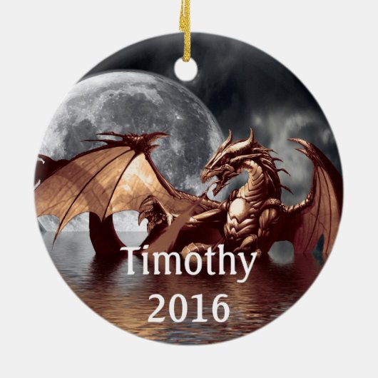 Dragon Moon Fantasy Tree Ornament (Achterkant)