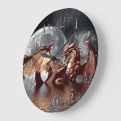 Dragon & Moon Fantasy Wall Clock Grote Klok (Hoek)