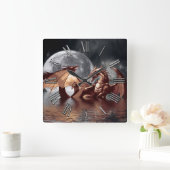 Dragon & Moon Fantasy Wall Clock Vierkante Klok (Huis)
