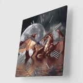 Dragon & Moon Fantasy Wall Clock Vierkante Klok (Hoek)