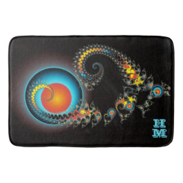 Dragon Moon Modern Fractal Art met Monogram Badmat