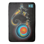 Dragon Moon Modern Fractal Art met Monogram Badmat (Voorkant Verticaal)