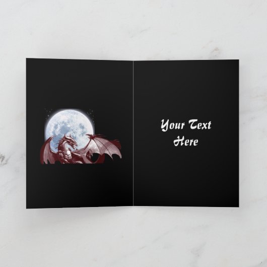 Dragon & Moon Wenskaart Kaart (Binnen)