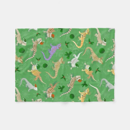 Dragon Morph Holiday Green Fleece Deken (Voorkant (Horizontaal))