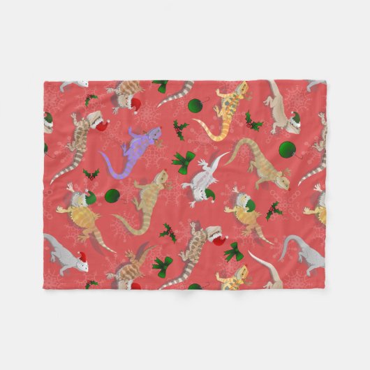 Dragon Morph Holiday Red Fleece Deken (Voorkant (Horizontaal))