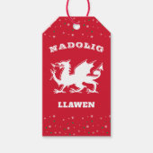 Dragon Nadolig Llawen Merry kerst Welsh Thleed Cadeaulabel (Voorkant)
