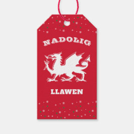 Dragon Nadolig Llawen Merry kerst Welsh Thleed Cadeaulabel