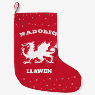 Dragon Nadolig Llawen Merry kerst Welsh Thleed Kleine Kerstsok