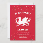Dragon Nadolig Llawen Welsh Threadry kerst Feestdagenkaart (Voorkant)