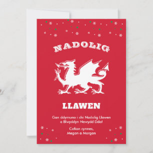 Dragon Nadolig Llawen Welsh Threadry kerst Feestdagenkaart