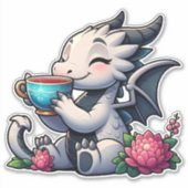 Dragon nippen koffie thee sticker (Voorkant)