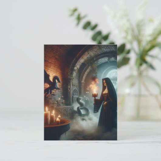 Dragon Nun Horror Briefkaart (Staand voorkant)