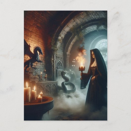 Dragon Nun Horror Briefkaart (Voorkant)