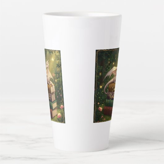 Dragon on books - Latte Mok (Voorkant)