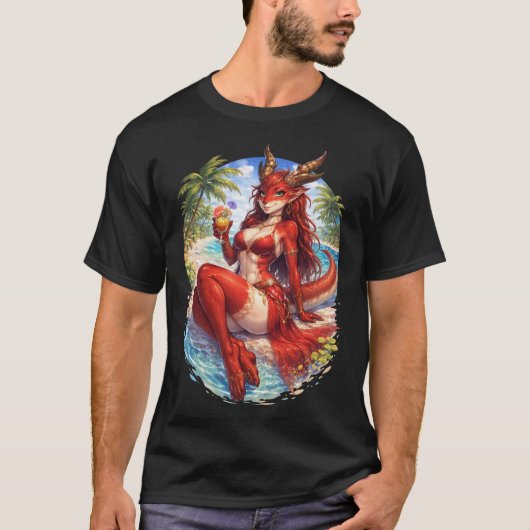 Dragon on the beach t-shirt (Voorkant)
