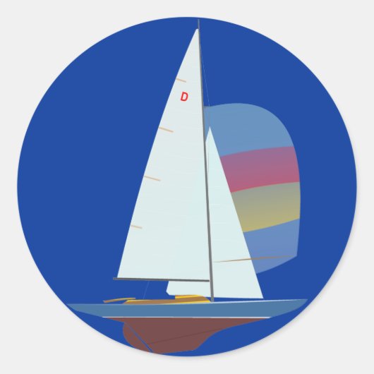 Dragon One Design Racing zeilboot Ronde Sticker (Voorkant)