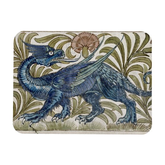 'Dragon'-ontwerp voor een tegel (w/c op papier) Magneet (Horizontaal)